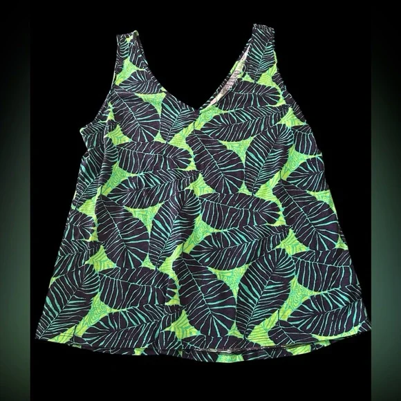 Lilly Pulitzer Under the Palms Gigi Tank Top Navy Lime Tropical Woman SZ XL EUC - Picture 3 of 10
